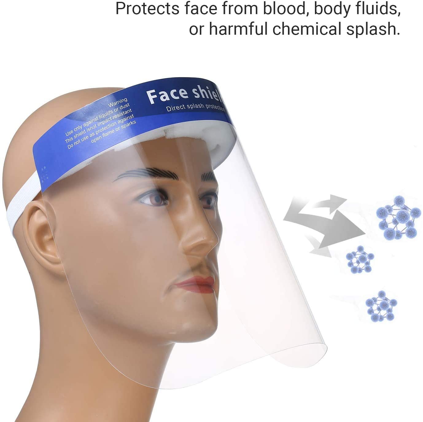 Safety Face Shield, Transparent Full Face Protective Masks Anti-Spitting/Anti-Dust/Anti-Flu Facial Cover for Women Men Adjustable Visor Eye & Head Protection