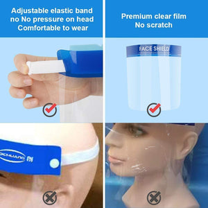 Safety Face Shield, Transparent Full Face Protective Masks Anti-Spitting/Anti-Dust/Anti-Flu Facial Cover for Women Men Adjustable Visor Eye & Head Protection