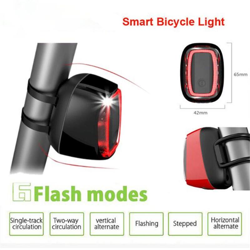 Waterproof USB Rechargeable Intelligent Bicycle Light 7 Modes
