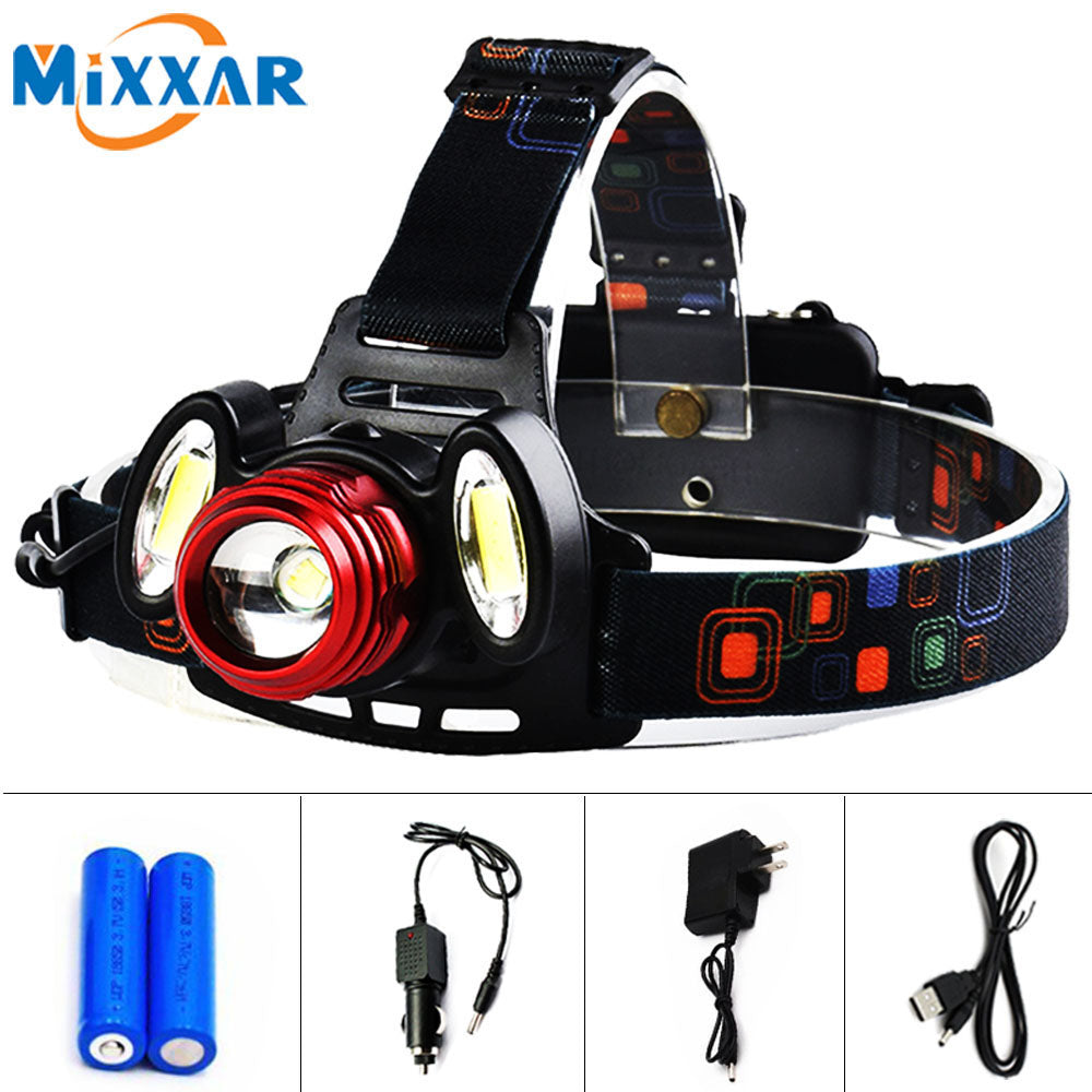 Rechargeable LED Headlamp Zoomable Head Torch for Fishing Camping