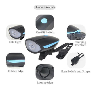 USB Rechargeable Bicycle Light & Horn