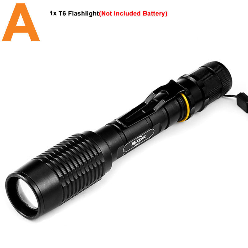 LED Tactical Flashlight 8000 Lumen Zoomable Shock Resistant Survival Light Great for Camping