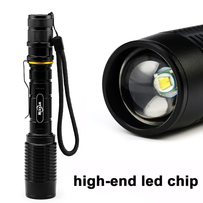 LED Tactical Flashlight 8000 Lumen Zoomable Shock Resistant Survival Light Great for Camping