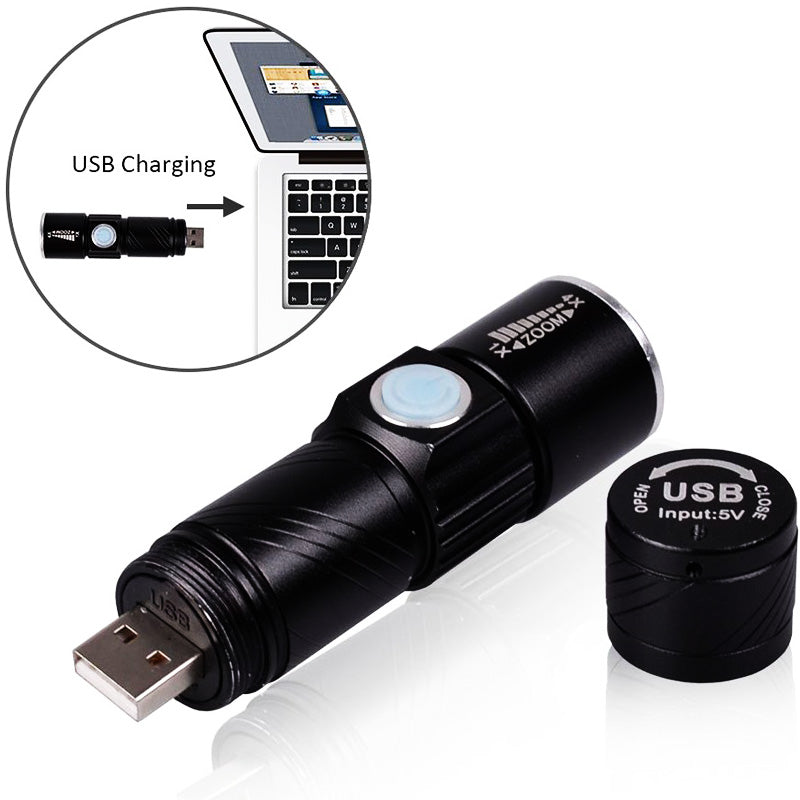 Mini Flashlights Q5 USB Rechargeable Waterproof Ultra Bright LED Flashlight