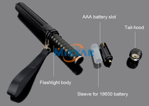 Self-defense Led L2 Toothed Mace 9000LM LED Spiked Mace Bat Long Flashlight
