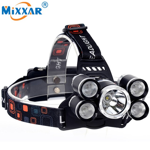 Headlamp 5 T6 LED Torch Headlight with 18650 Battery AC Car Charger
