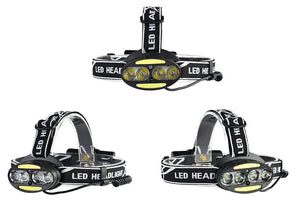Inductive Body Motion Sensor LED Headlight 4* T6 2*COB Headlamp