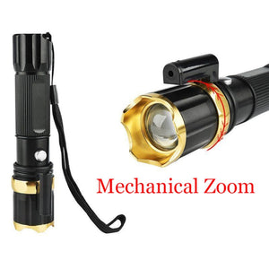 2 In 1 9000LM 3 Modes T6 LED Tactical Flashlight Zoomable