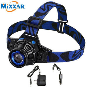 Waterproof LED Headlamp Rechargeable Rotary Zoom 3 Modes